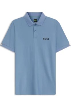 Active Slim-Fit Poloshirt aus gestreiftem Jersey mit Vierwege-Stretch