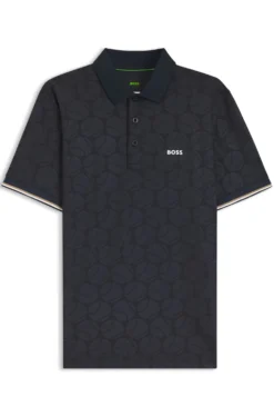 Active Slim-Fit Poloshirt mit geprägtem Tennisball-Muster