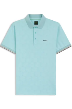Active Slim-Fit Poloshirt mit geprägtem Tennisball-Muster