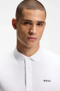 Active Slim-Fit Poloshirt mit geprägtem Tennisball-Muster