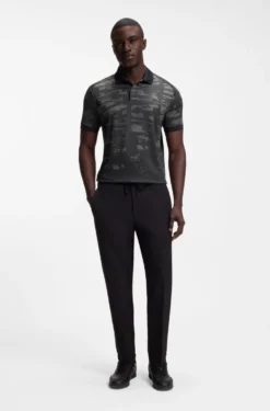 Active Slim-Fit Poloshirt mit Jacquard-Muster