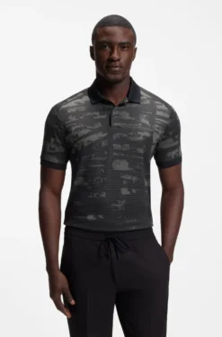 Active Slim-Fit Poloshirt mit Jacquard-Muster