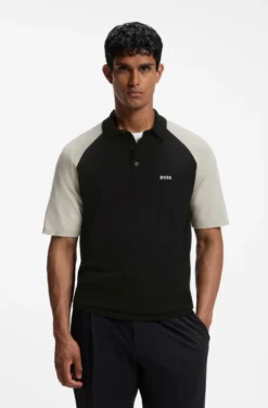 Active Strick-Poloshirt mit Colour-Blocking