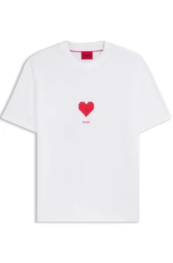 All-gender T-Shirt aus Baumwoll-Jersey mit Origami-Herz-Prints