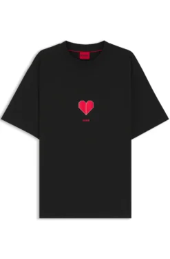 All-gender T-Shirt aus Baumwoll-Jersey mit Origami-Herz-Prints