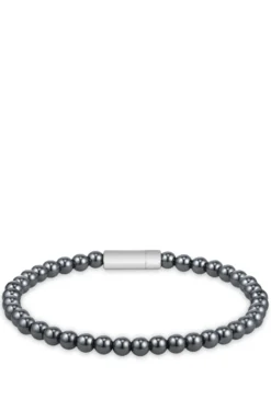 Armband aus Hämatitperlen mit Logo-Verschluss
