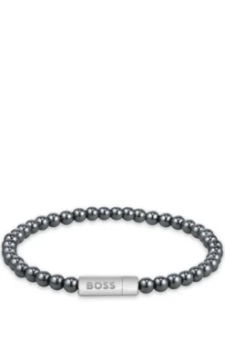 Armband aus Hämatitperlen mit Logo-Verschluss
