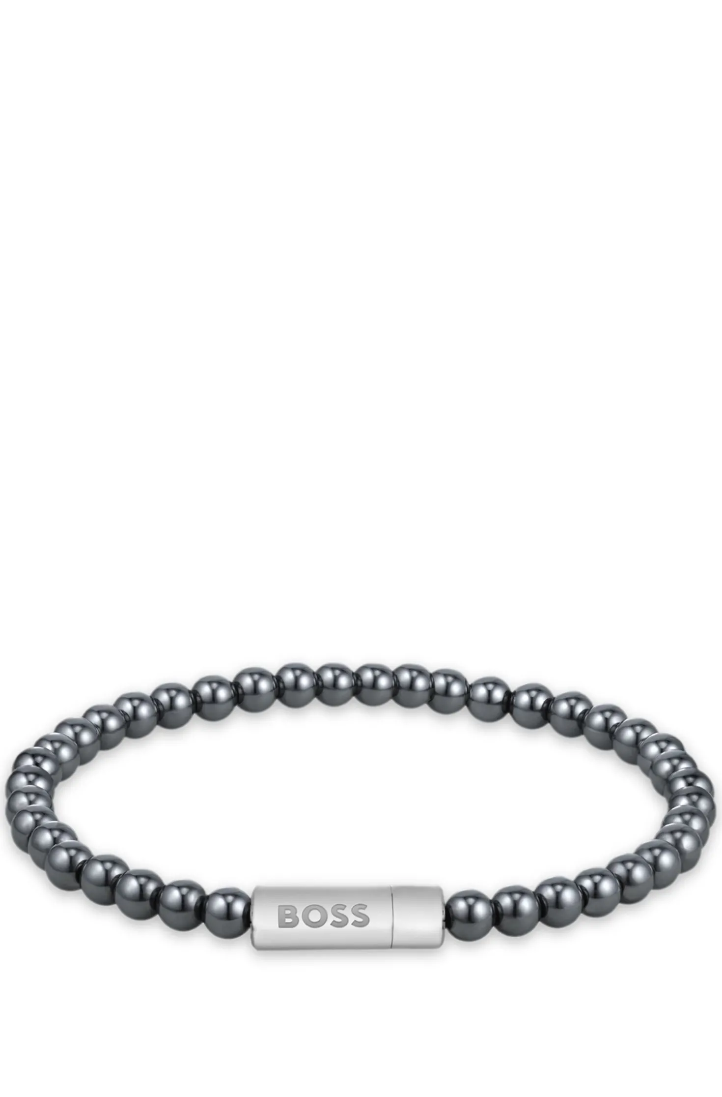 Armband aus Hämatitperlen mit Logo-Verschluss