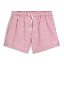 Badeshorts aus Seersucker-Gewebe mit Logo-Stickerei