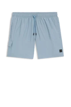 Badeshorts mit Cargo-Tasche und Logo-Aufnäher