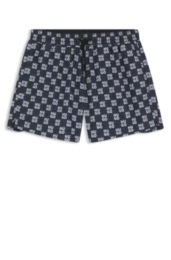 Badeshorts mit Schachbrett-Logos