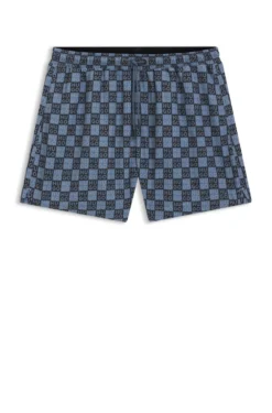 Badeshorts mit Schachbrett-Logos