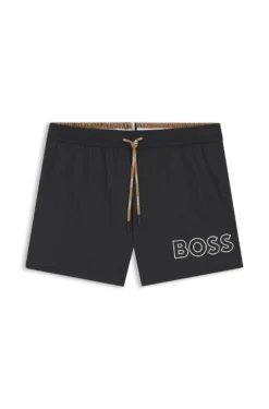 Badeshorts mit Umriss-Logo-Print