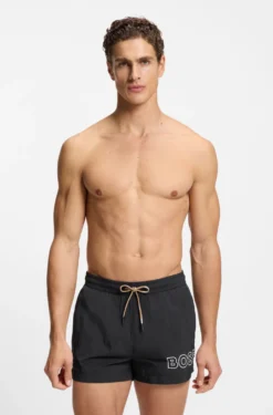 Badeshorts mit Umriss-Logo-Print