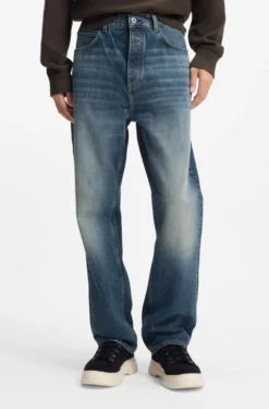 Baggy-Fit Jeans aus blauem Slub-Denim