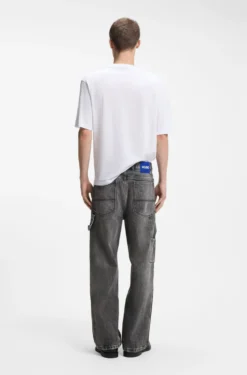 Baggy-Fit Jeans in Schwarz mit Carpenter-Details
