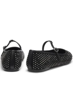 Ballerinas aus Glitzer-Mesh mit Schnallenriemen