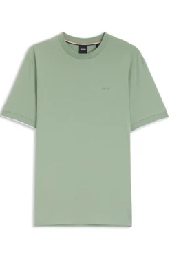 Baumwoll-T-Shirt mit Kontraststreifen an den Ärmelbündchen