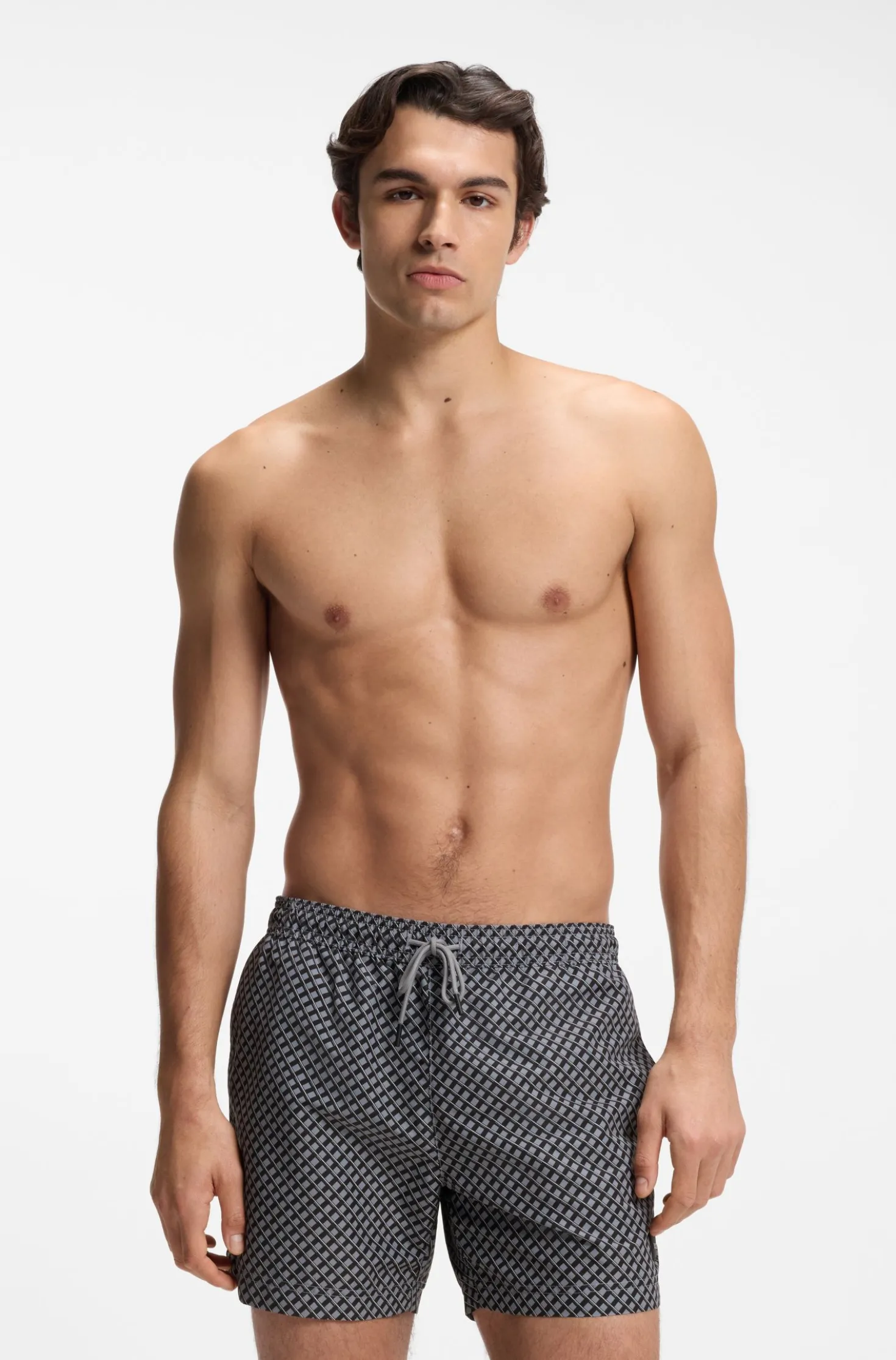 Bedruckte Badeshorts mit Logo-Badge