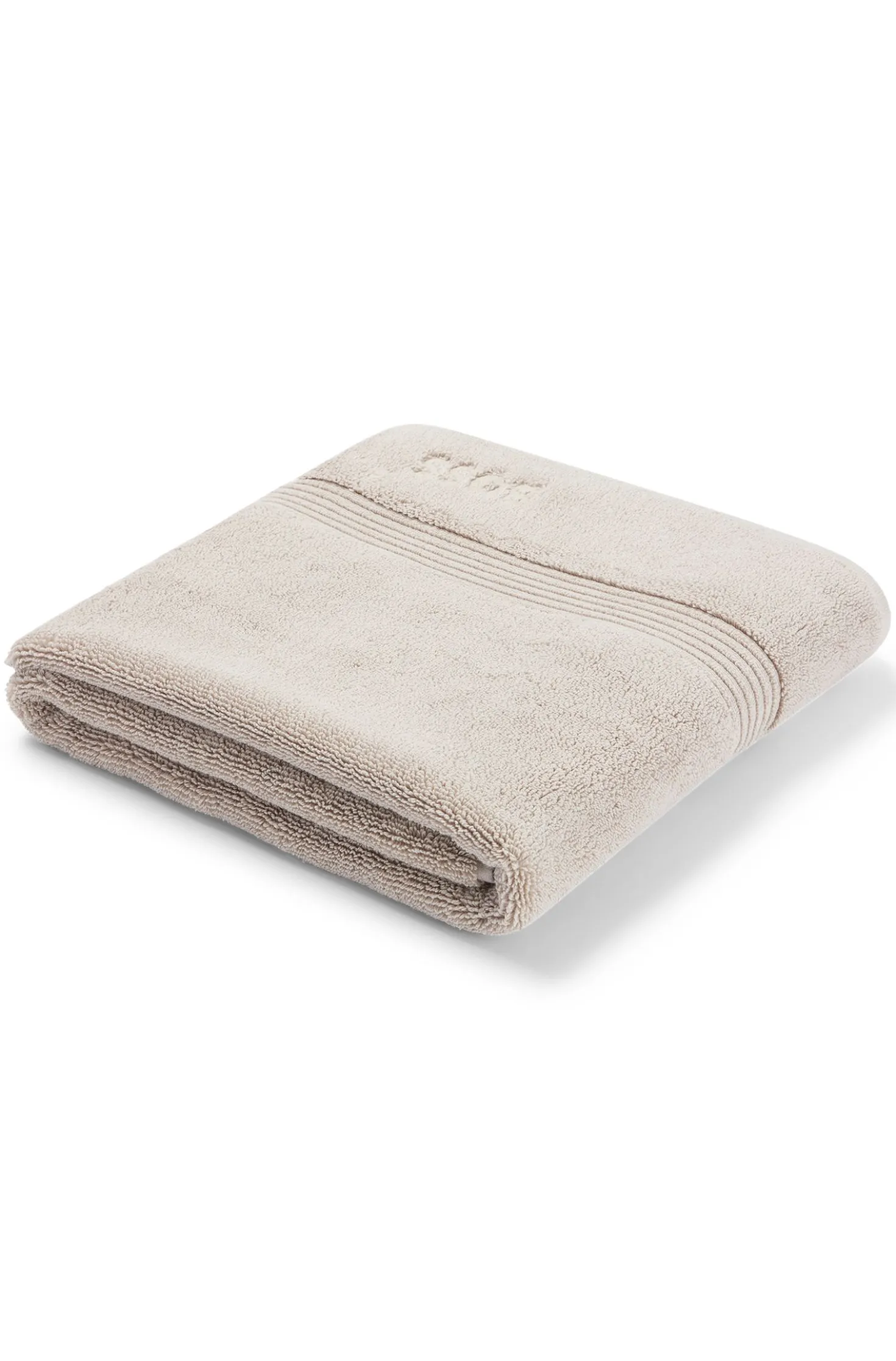 Beige Badematte aus ägäischer Baumwolle mit tonalem Logo