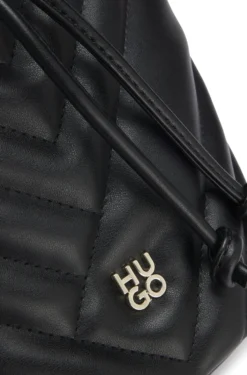 Beuteltasche aus gestepptem Kunstleder mit Stack-Logo