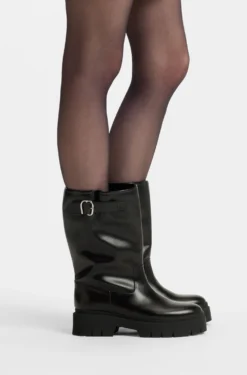 Biker-Boots aus Kunstleder mit Schnallen-Detail