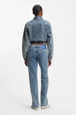 Blaue Bomberjacke aus Stretch-Denim
