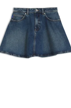 Blauer Minirock aus Denim mit hohem Bund