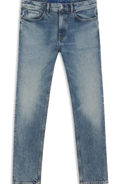 Blaue Slim-Fit Jeans aus Stretch-Denim mit Stone-washed-Finish