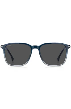 Blaue Sonnenbrille mit Degradé-Optik und Streifen-Detail