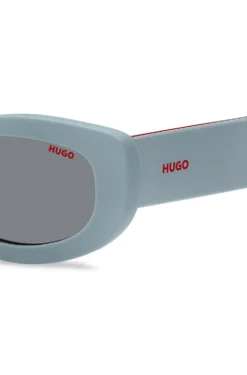 Blaue Sonnenbrille mit Logo-Bügeln