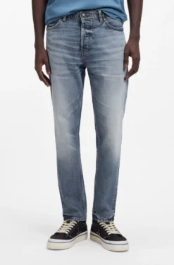 Blaue Tapered-Fit Jeans aus bequemem Stretch-Denim