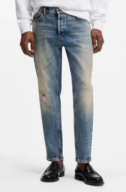 Blaue Tapered-Fit Jeans aus Stretch-Denim