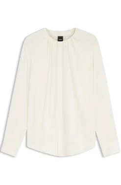 Bluse aus Stretch-Seide mit gerafften Details