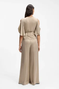 Bluse mit Wickelfront und Kimonoärmeln