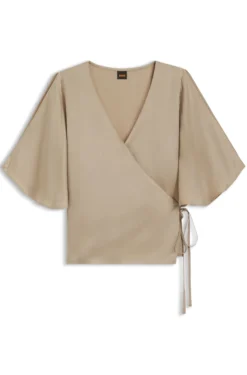 Bluse mit Wickelfront und Kimonoärmeln