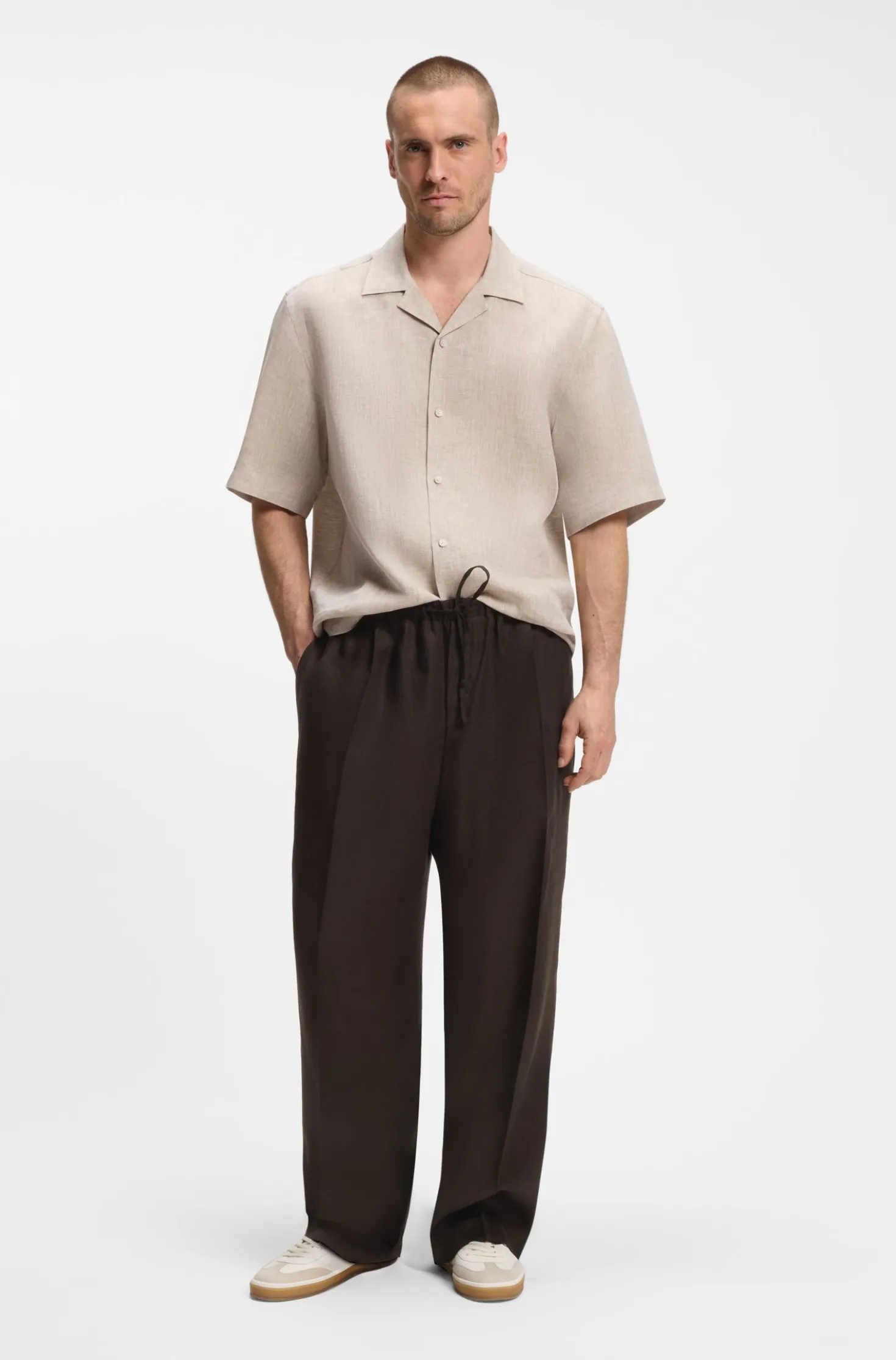 BOSS BY BECKHAM Relaxed-Fit Hose aus Leinen