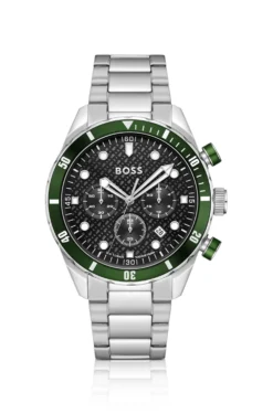 BOSS Chronomatix Uhr aus Edelstahl mit strukturiertem Monogramm-Zifferblatt