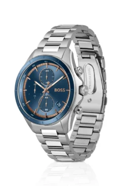 BOSSLETIC Uhr aus Edelstahl mit blauem Zifferblatt