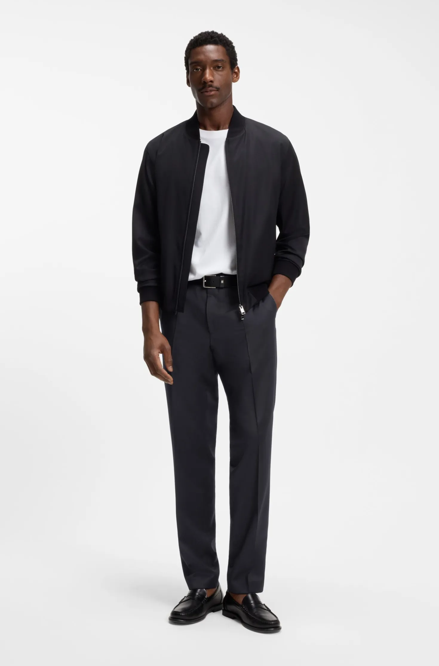 BOSS ONE Regular-Fit Hose aus Schurwoll-Serge