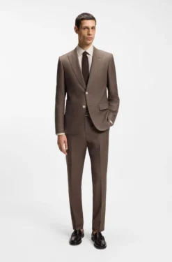 BOSS ONE Slim-Fit Anzughose aus Wolle, Seide und Leinen