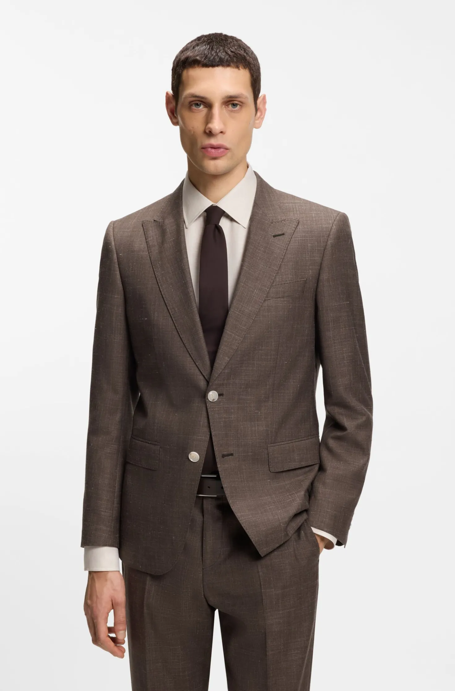 BOSS ONE Slim-Fit Sakko aus Wolle, Seide und Leinen