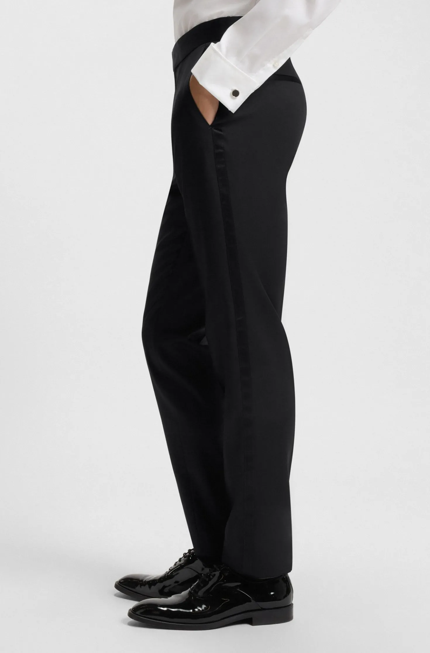 BOSS ONE Slim-Fit Smoking-Hose aus Schurwoll-Serge