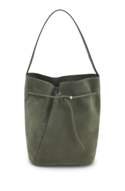 BOSS REVERS Beuteltasche aus Veloursleder mit geflochtenem Gurt