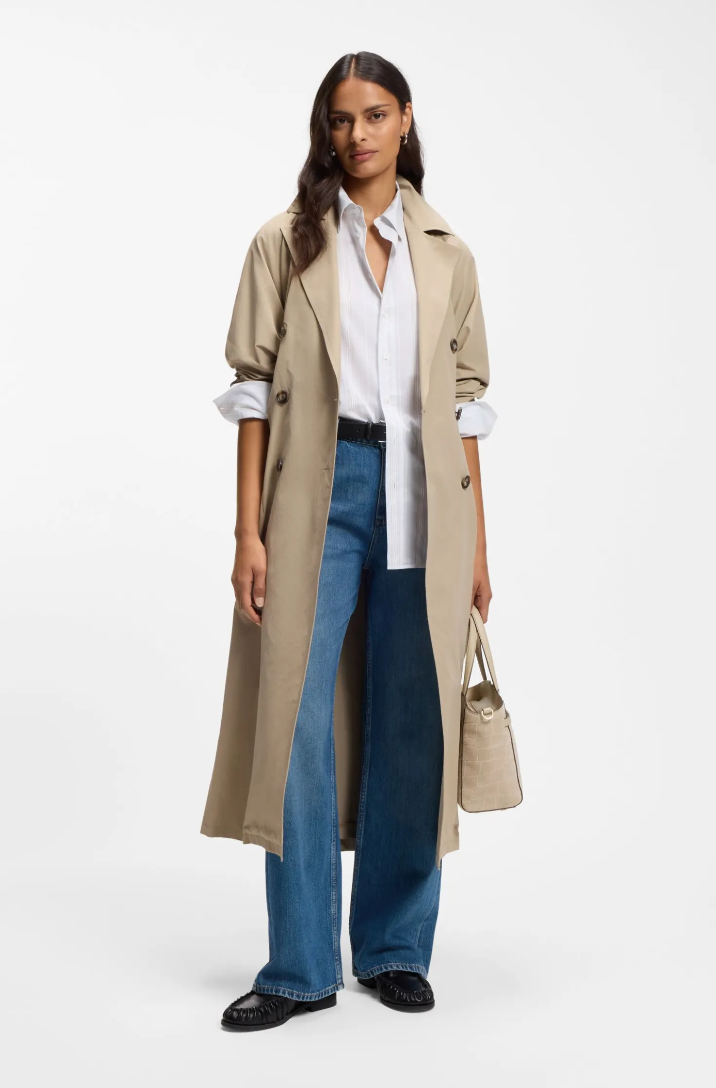 BOSS Revers Tote Bag aus bedrucktem Veloursleder mit Gürteldetail