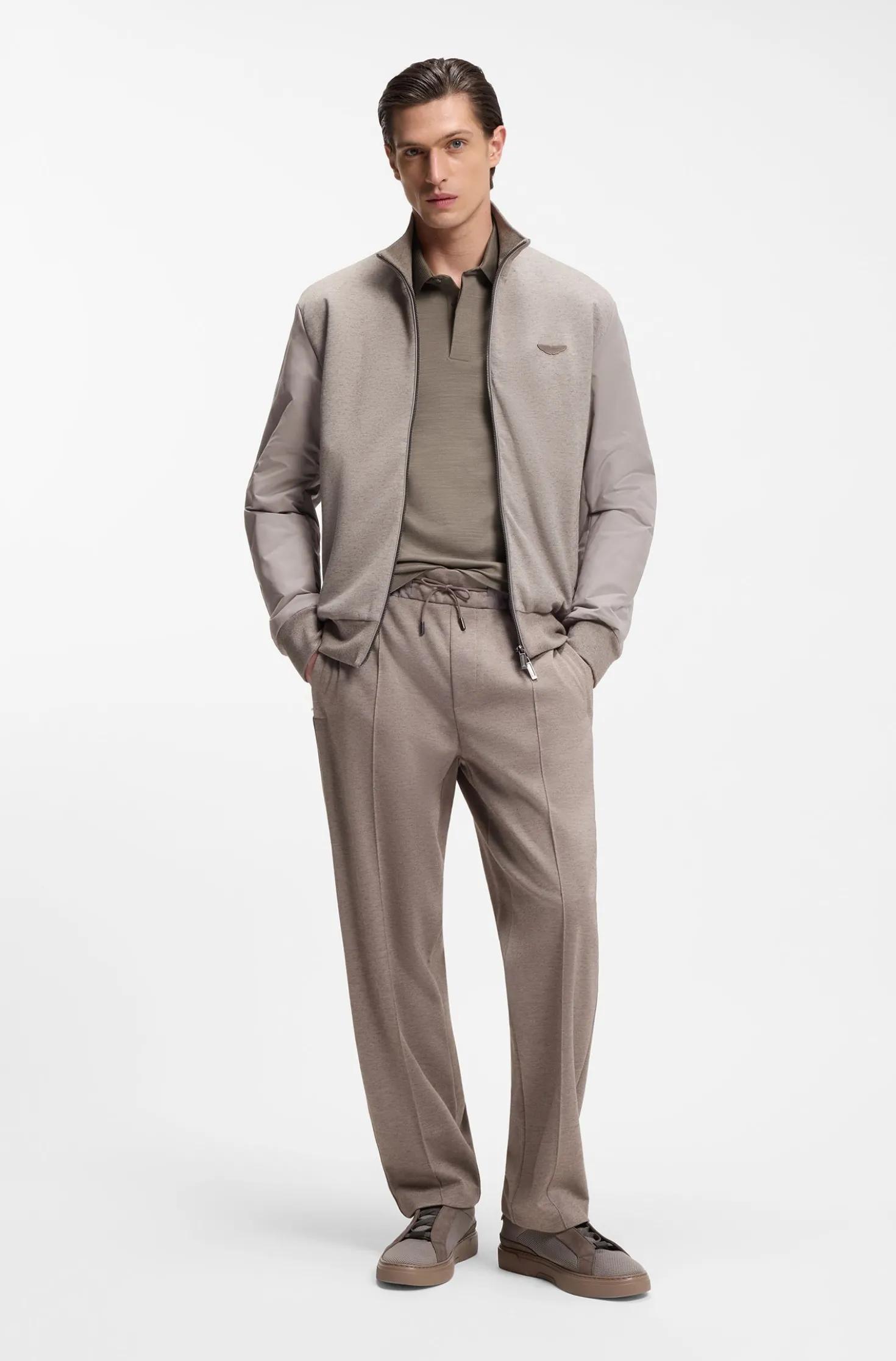 BOSS x ASTON MARTIN Poloshirt aus Wolle-Baumwoll-Piqué