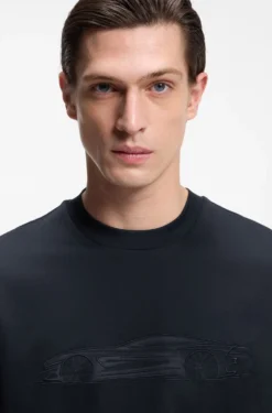 BOSS x ASTON MARTIN T-Shirt aus merzerisierter Baumwolle mit Auto-Artwork