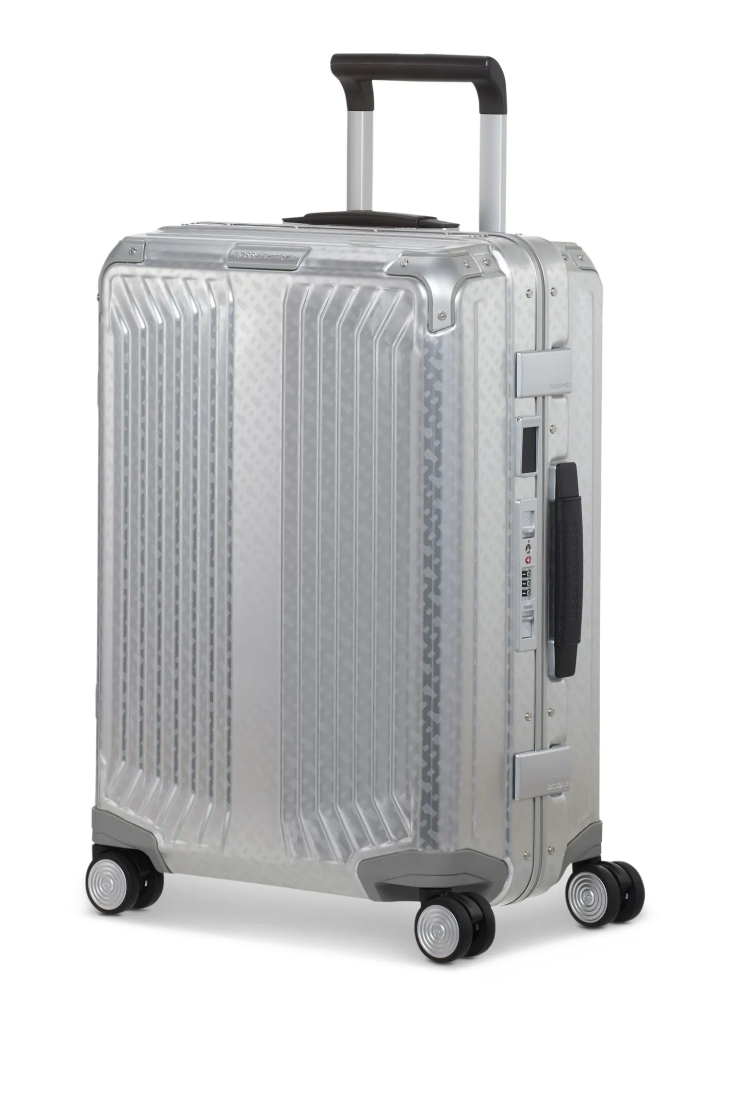 BOSS x Samsonite Handgepäcktrolley aus silberfarbenem Aluminium 55 cm