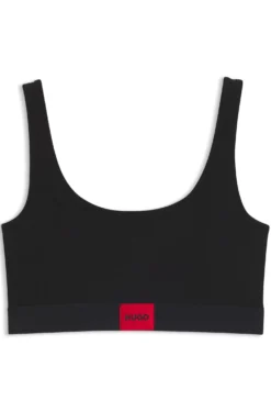 Bralette aus Stretch-Baumwolle mit rotem Logo-Label