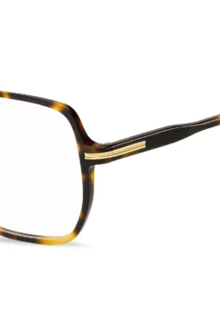 Brillenfassung aus Acetat mit Havanna-Muster und roségoldfarbenem Detail